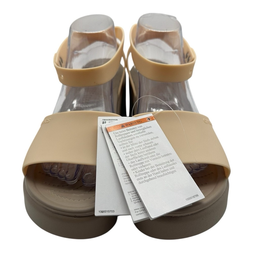 Crocs Brooklyn Ankle Strap Wedge Sandals Womens Sz 8 Shitake Beige Grey Shoes - Picture 4 of 10